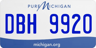 MI license plate DBH9920