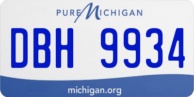 MI license plate DBH9934