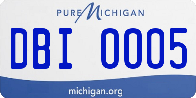 MI license plate DBI0005