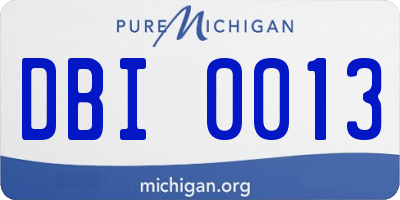 MI license plate DBI0013