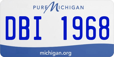 MI license plate DBI1968