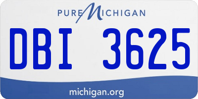 MI license plate DBI3625