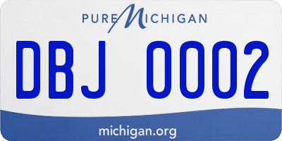 MI license plate DBJ0002