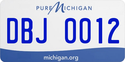 MI license plate DBJ0012