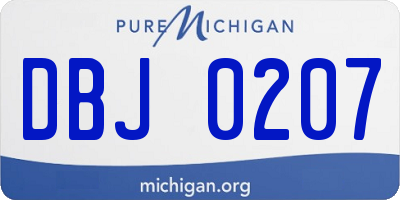 MI license plate DBJ0207