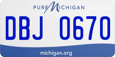 MI license plate DBJ0670