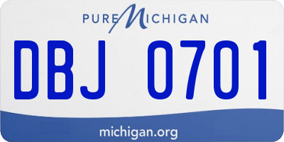MI license plate DBJ0701