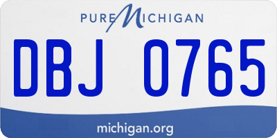 MI license plate DBJ0765