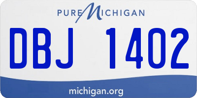 MI license plate DBJ1402