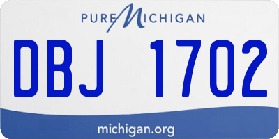 MI license plate DBJ1702