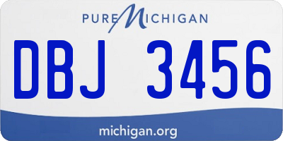 MI license plate DBJ3456
