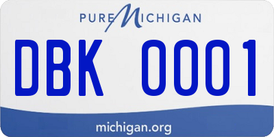 MI license plate DBK0001