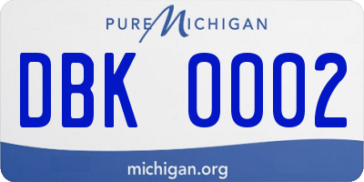 MI license plate DBK0002