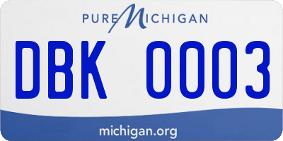 MI license plate DBK0003