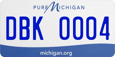 MI license plate DBK0004