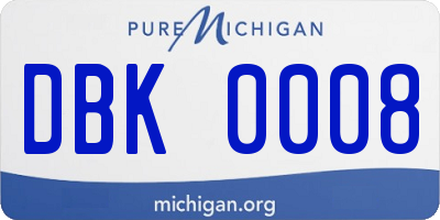 MI license plate DBK0008
