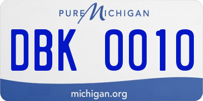 MI license plate DBK0010