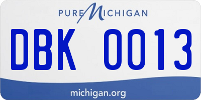 MI license plate DBK0013