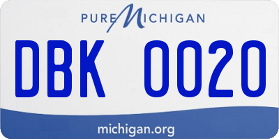 MI license plate DBK0020