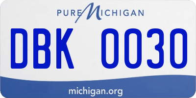 MI license plate DBK0030