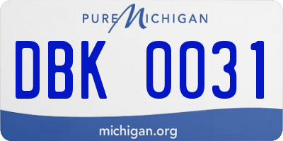 MI license plate DBK0031