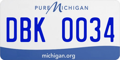 MI license plate DBK0034