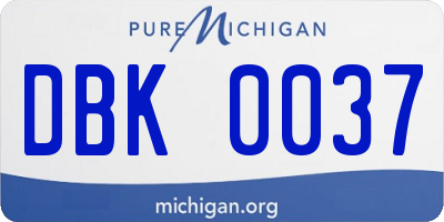 MI license plate DBK0037