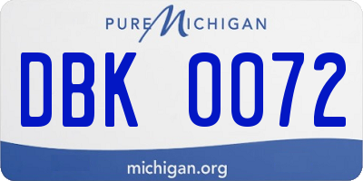 MI license plate DBK0072