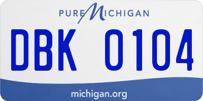MI license plate DBK0104