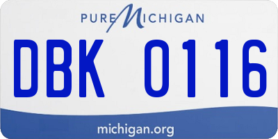 MI license plate DBK0116