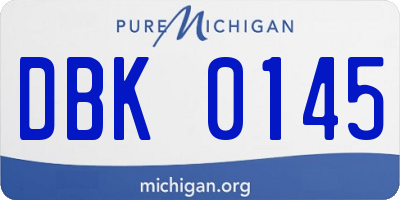 MI license plate DBK0145