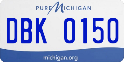 MI license plate DBK0150