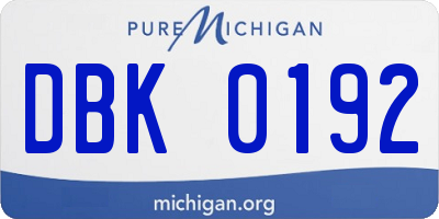 MI license plate DBK0192