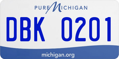 MI license plate DBK0201