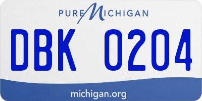 MI license plate DBK0204