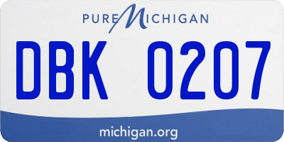 MI license plate DBK0207