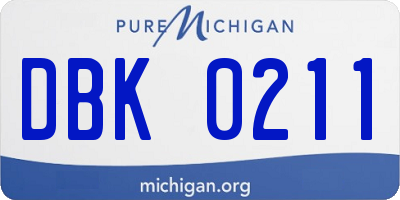 MI license plate DBK0211
