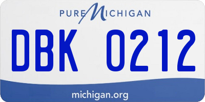 MI license plate DBK0212