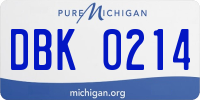 MI license plate DBK0214