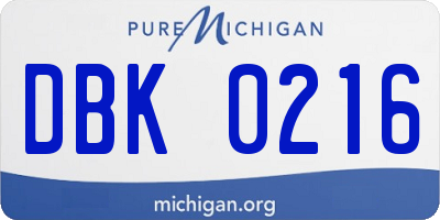 MI license plate DBK0216
