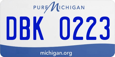 MI license plate DBK0223