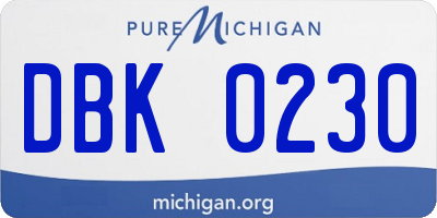 MI license plate DBK0230
