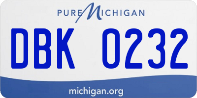 MI license plate DBK0232
