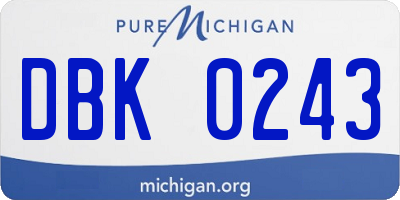 MI license plate DBK0243