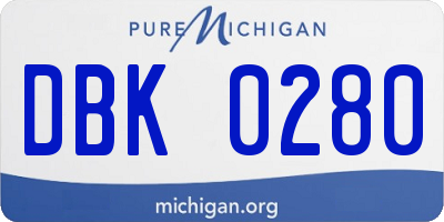 MI license plate DBK0280