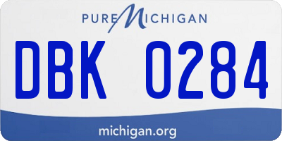 MI license plate DBK0284