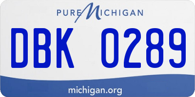 MI license plate DBK0289