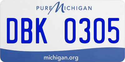 MI license plate DBK0305