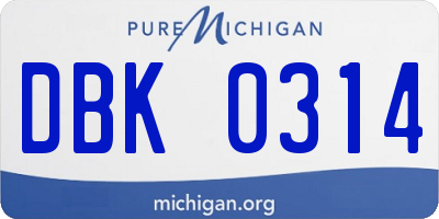 MI license plate DBK0314