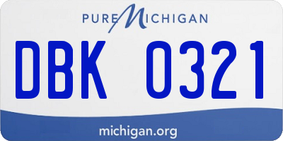 MI license plate DBK0321